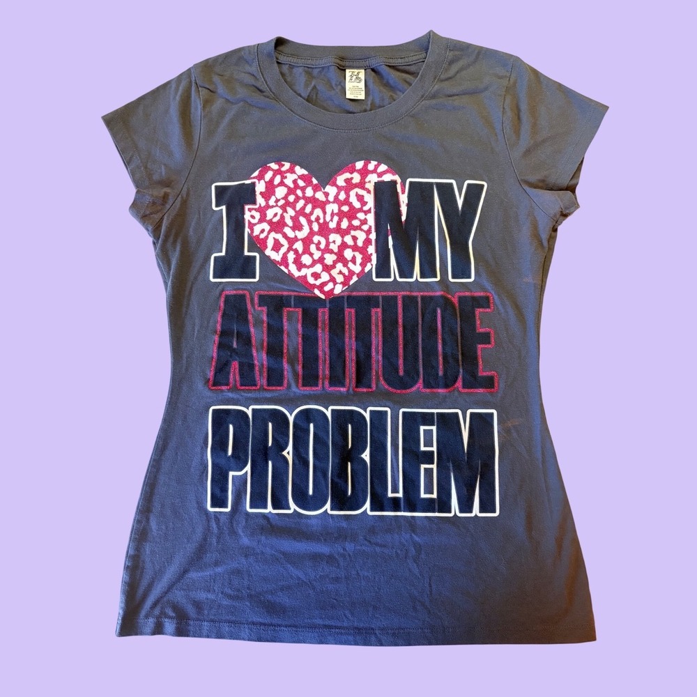 Y2K Hybrid I Heart My Attitude Problem Graphic T-Shirt Scene #17